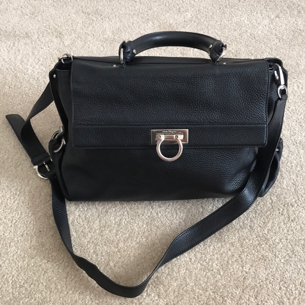 Salvatore Ferragamo Leather Sofia Satchel Black